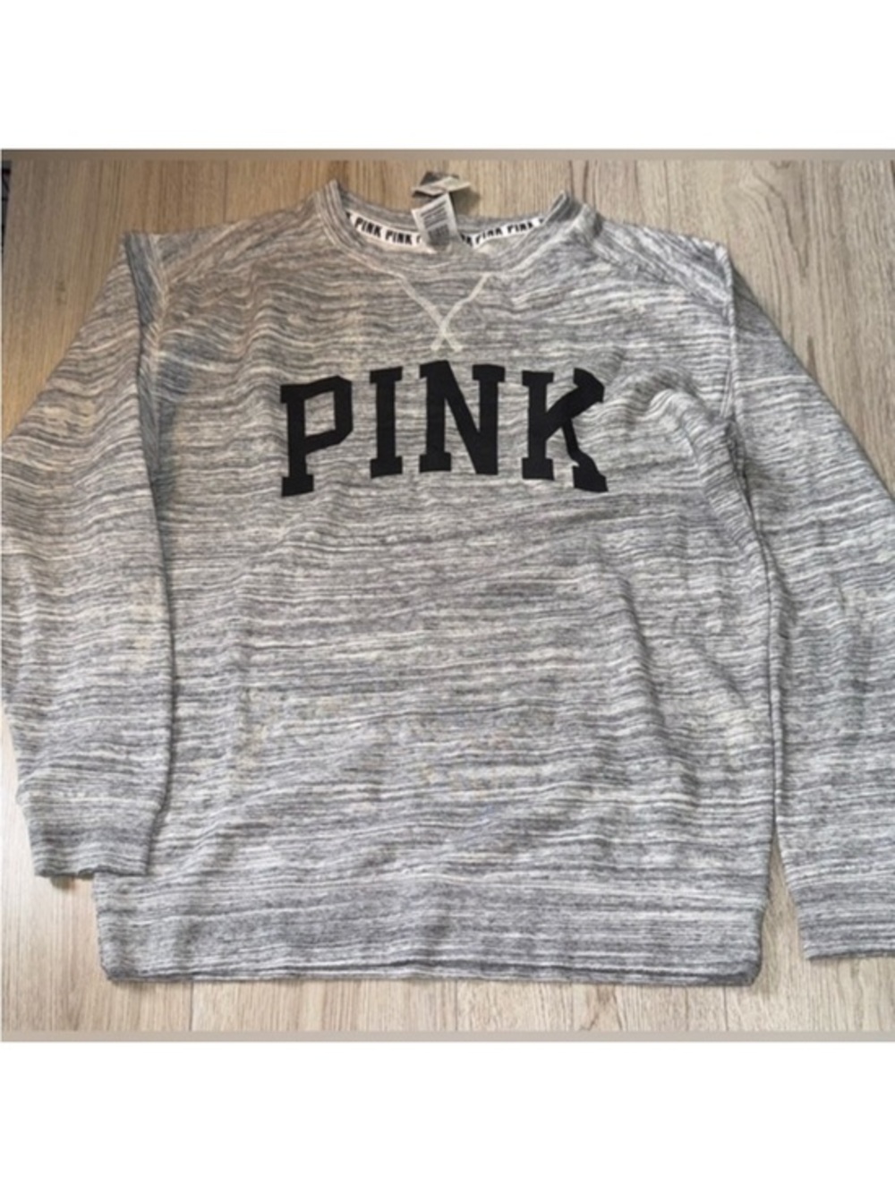 Victoria’s Secret pink distressed grey gray crewneck sweatshirt crew sweater